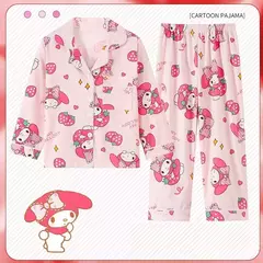 Sanrio Cinnamon Kuromi Pijama infantil, pijama solto, cardigã casual, manga longa, minha melodia, roupas de anime kawaii, gola aleta - loja online