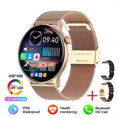 NFC Smartwatch para Mulheres, Tela HD, Rastreador de Saúde, Esportes, Voz, Chamada Bluetooth, Huawei, Xiaomi, Senhoras, Novo, 466x466, 2022 - loja online