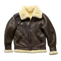 Jaqueta de couro genuíno masculina, casaco de pele marrom, pele de carneiro real, casual quente, shearling barato, moda masculina de alta qualidade, inverno