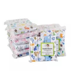 Cobertor de fraldas de flanela supermacio do bebê, Envoltório recém-nascido, 100% algodão, Swaddle impressão, 76x76cm, 4Pc Pack