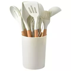 Conjunto De Utensílios De Cozinha De Silicone Antiaderente, Utensílios De Cozinha, Espátula, Pá, Batedores De Ovo, Cabo De Madeira, Ferramenta De Cozinha, Panelas, 12Pcs - Wolf Magazine