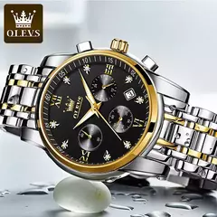 OLEVS-Relógio de pulso masculino, relógio de quartzo impermeável, cronógrafo de luxo, luminoso, negócio, marca superior, moda na internet