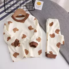 Imagem do Conjuntos de pijamas de manga comprida para crianças, design bonito, tecido leve e confortável, pijamas, roupas para crianças