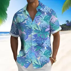 Camisa de praia masculina com impressão 3D, manga curta, extragrande, botão, solta, casual, havaiana, rua, diário, moda verão na internet