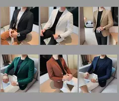 Casaco de peito único masculino, blazer slim fit, blazers grandes, casacos elegantes de luxo, outwear casual coreano para casamento