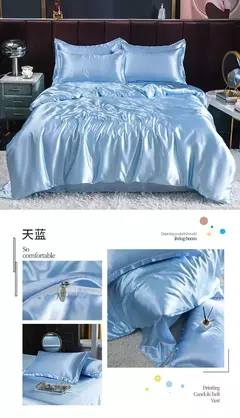 Mulberry Silk Bedding Set, capa de edredão, lençol, fronha, lençol de cetim luxo, cor sólida, rei, rainha, completo, Twin Size - loja online