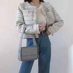 ITOOLIN-Cardigã elegante de Tweed feminino, casaco curto com bolso, jaqueta de peito único, outwear solto, outono, inverno, 2023