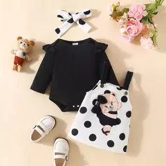 MiniFox-Vestido de urso rosa Romper e Dots para bebês, vestido suspensor para recém-nascidos, vestidos de urso dançante, fofos - loja online