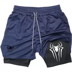 Calções desportivos com estampa aranha masculina, casual, ginásio, compressã - comprar online