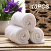 White Soft Microfiber Fabric Face Toalha, Toalha de limpeza multifuncional portátil, Panos de lavagem, Toalhas de mão, Toalha de banho do hotel, 10 pcs