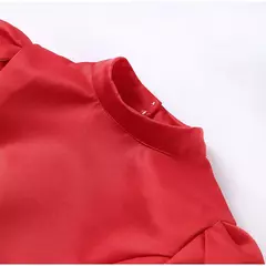 Imagem do Mini vestido de nó de costas vermelho feminino, elegante com decote em O, manga curta, vestidos A, vestido feminino, nova moda, 2024