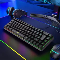 USB Wired Gaming Keyboard, 20 RGB Backlight, 68 Chaves, Portátil, Windows Laptops, Computador na internet