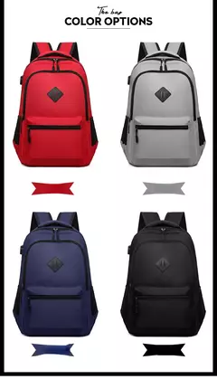 Imagem do Mochila de carregamento USB impermeável para homens, sacos traseiros do escritório do negócio, mochila para laptop casual, mochilas escolares masculinas, 15,6";;VERDADEIRO;;"CINZA