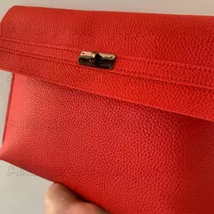 Imagem do Envelope de couro PU para mulheres, embreagem vermelha, bolsa feminina, padrão de lichia, bolsas de mão simples, vermelho