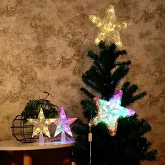 Lâmpada LED para árvore de natal, enfeites de estrelas, decorações para casa, árvores de natal, ano novo 2024