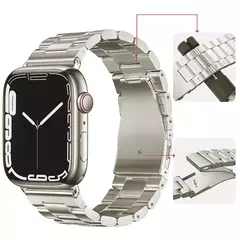 Imagem do Pulseira de metal para Apple Watch, pulseira de aço inoxidável, pulseira para iWatch Series 7, 6, 5, 4, SE2, 9, 8 Ultra, 44mm, 40mm, 45mm, 41 milímetros, 42 milímetros, 49 milímetros