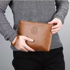 Clutch estilo empresarial para homens, carteira grande, couro PU macio, bolsa de pulso masculina, lazer elegante, bolsas de mão elegantes, bolsa de presente, nova