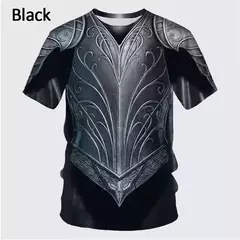 Camiseta de herói medieval masculina, impressão 3D armadura, manga curta, top design, nova moda, verão - Wolf Magazine