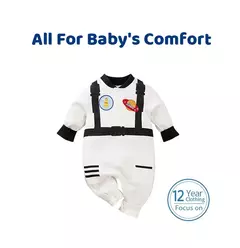 Bodysuit de astronauta meninos e meninas, manga longa, confortável, algodão, vestir-se, role playing, bonito, bebê, primavera e outono na internet