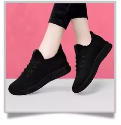 Tênis de plataforma antiderrapante respirável para mulheres, sapatos casuais, tênis de corrida coreano, preto, novo, moda, outono, 2024