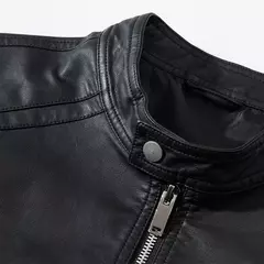 Falso PU couro moto jaqueta dos homens, casacos masculinos, outwear, preto, marca - loja online