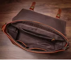 ROOG-Maleta de couro genuíno, bolsa mensageiro de luxo masculina, estilingue de ombro vintage, tiracolo para iPad 12.9 ", alta qualidade - loja online