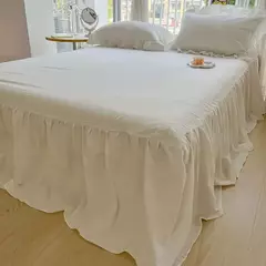 Conjunto de cama estilo princesa coreano para meninas, capa de edredão kawaii, arco preto, lençol macio para a pele, saia de cama, fronhas - Wolf Magazine