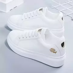 Sapatilhas bordadas com cordões florais para mulher, tênis de corrida, branco, respirável, casual, moda, primavera, outono, 2023 - Wolf Magazine