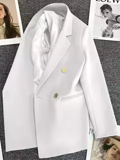 Casaco feminino elegante de terno esportivo, blazer casual, moda coreana, jaqueta de luxo, monocromática roupas femininas, primavera, outono