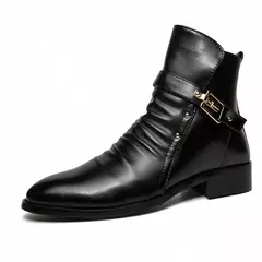 Elegante bota de couro chelsea masculina, sapato de tornozelo masculino, slip-on, vestido formal, moda, outono, inverno na internet