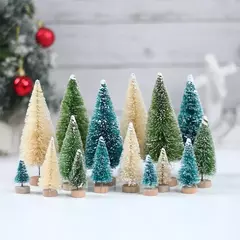 Mini árvore de natal de madeira artificial, azul, verde, branco, torre de ouro, pinho, pequena sisal, árvore de natal, decoração de mesa - comprar online