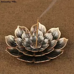 Liga Incenso Vara Titular, Linha Lotus Incenso Queimador, Yoga Sábio, Sândalo Bobina Base, Bronze Artesanato, Home Decor, Presente de Natal, 3 em 1