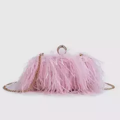 Ostrich Feather Clutch Bag para senhoras, Faux Fur Wallet, anéis de diamante Knuckle, jantar, bolsa de casamento, chique de luxo, moda