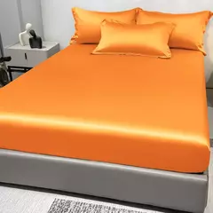 Imagem do Lençol de cetim para o quarto, cama moderna, simples, cor sólida, excluindo fronhas, 1