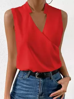 Blusa feminina com gola v sem mangas estampada, blusa branca, camisa casual feminina, moda verão, 2023 na internet