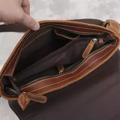 NZPJ-Bolsa de ombro de couro marrom para homens, bolsa mensageiro de couro, camada superior retro, cavalo louco artesanal, arquivo A4, novo - comprar online