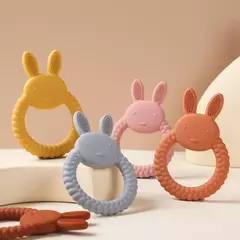 Bebê silicone dentição anel, coelho dos desenhos animados, roedor, comestível, acessórios diy, brinquedos molares, chocalho, 1pc na internet