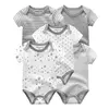 Kiddiezoom-bodysuits de manga curta para recém-nascidos, 100% algodão, macios, elegantes para bebê, 4 estações, 5 pçs/lote