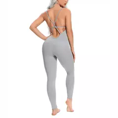 Imagem do Bodysuit Yoga sem costas para mulheres macacão de fitness, terno esportivo sexy, macacão leggings, conjunto combinado de ginástica, macacão, novo, 2022