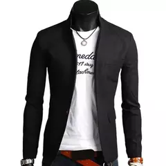 Imagem do Masculino casual blazer primavera outono cor sólida lapela colarinho botão bolsos decoração terno de negócios topos festa de casamento outwear casaco