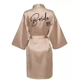 Kimono cetim pijama com letras pretas, dama de honra roupão, Wedding Party Team Bride Robe, SP003 na internet