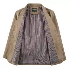 Primavera e Outono Novos Homens Retro Cor Sólida Terno de Negócios Largo Solto Três-breasted Terno Multi-bolso Ocasional Regular Jacket Coat - loja online