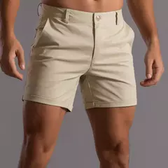 Calções de verão monocromáticos masculinos, calça de botão, bolso, solto, casual, esportivo, corrida, perna reta, calça de rua de praia - comprar online