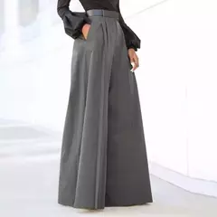 Elegante calça palazzo para mulheres, calças cortadas estampadas, linho de algodão, confortável calça folgada com bolsos, moda verão, 2024 - Wolf Magazine