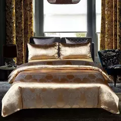 High End Jacquard Bedding Set, Luxo, Europeu, Conjuntos de cama de casamento, Rainha, American Satin, Double Duvet Cover, - loja online