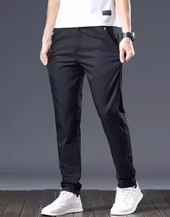 Imagem do Calça reta masculina de alfaiataria social, calça masculina de algodão, para cima fina e casual, calça empresarial chinesa, clássica, para cima, verão