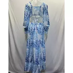 Primavera novo vestido longo moda impressão sexy profundo decote em v vestido de manga comprida feminino elegante oco para fora plissado emendado maxi vestido