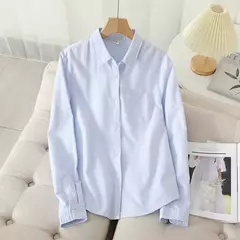 Camisa Oxford feminina casual de algodão, blusa e tops para senhora, camisas listradas brancas e azuis, roupa de boa qualidade, nova, outono 2022 - comprar online