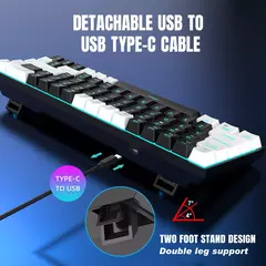 Teclado mecânico para jogos, LED retroiluminado, Interruptor azul, Ergonômico RGB, Quente, Troca, Jogos, PC, Laptop, Escritório, 68 Chaves