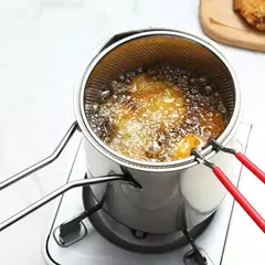 Imagem do Conjunto de frigideira japonesa, Fritadeira com economia de óleo profunda, Cozinha de alta temperatura, Cesta de Frango Tempura, Cozinhando Ferramentas, Aço Inoxidável 304